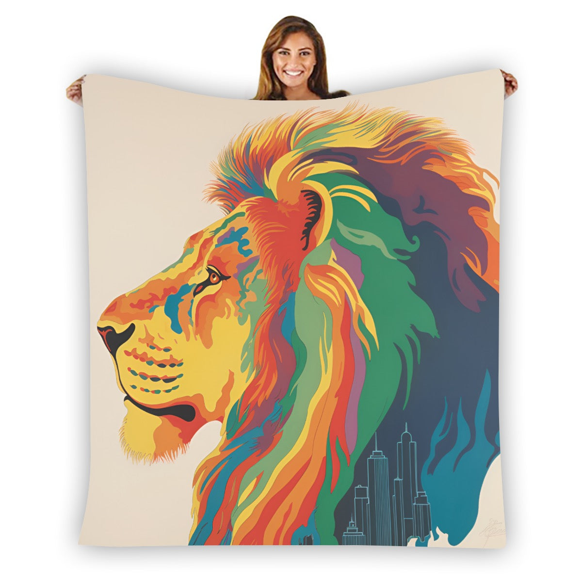 Lion Single-Side Printing Flannel Blanket