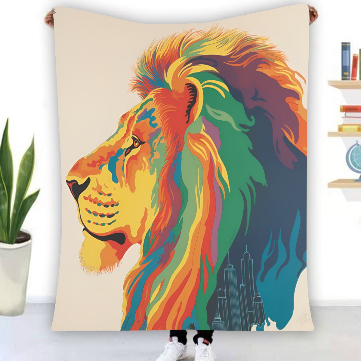 Lion Single-Side Printing Flannel Blanket