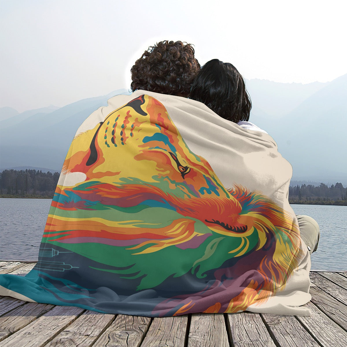 Lion Single-Side Printing Flannel Blanket